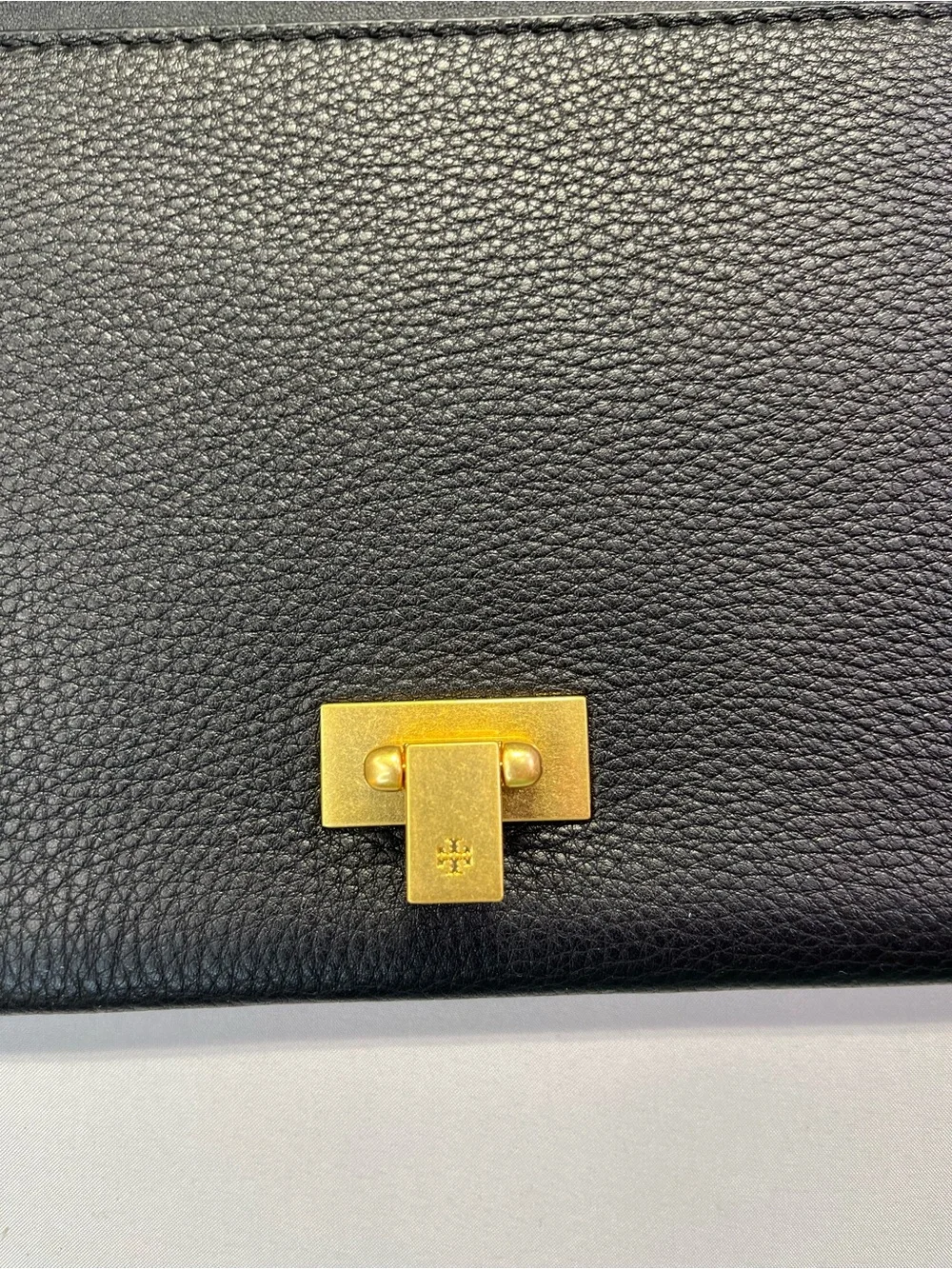 Tory Burch Black Suede Leather Clutch with Gold Turn-Lock - NWT